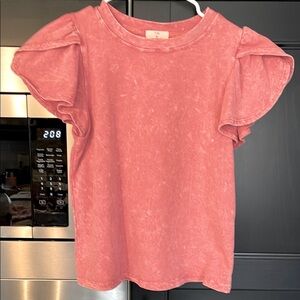 Anthropologie T.La Ruffle Short Sleeve Sweatshirt Sz. XS